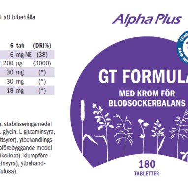 Innehåll, ingredienser och dosering för GT Formula