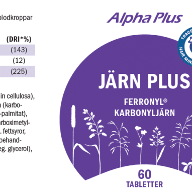 Innehåll, ingredienser och dosering för Järn Plus