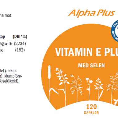 Innehåll, ingredienser och dosering för Vitamin E Plus