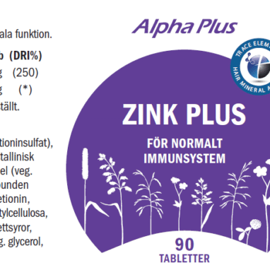 Innehåll, ingredienser och dosering för Zink Plus