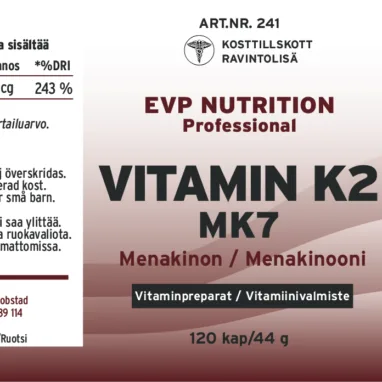 Innehåll, ingredienser och dosering för Vitamin K2 MK7