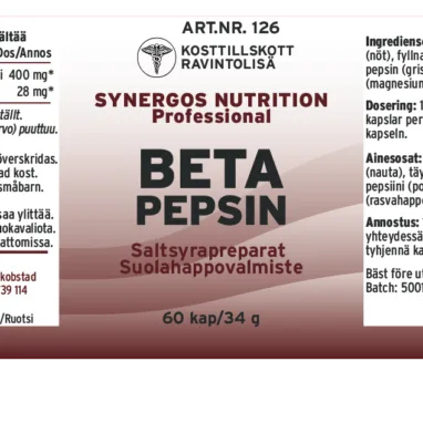 Innehåll, ingredienser och dosering för BETA Pepsin