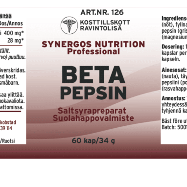 Innehåll, ingredienser och dosering för BETA Pepsin