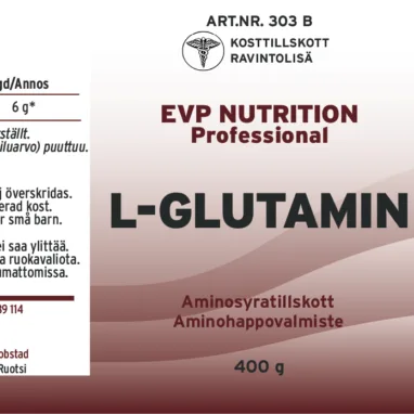 Innehåll, ingredienser och dosering för L-Glutamin 400 gram