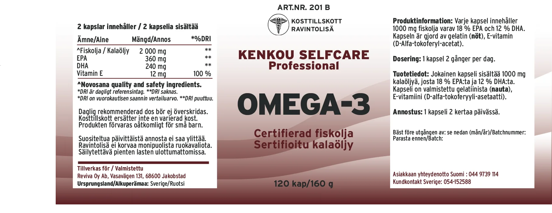 Innehåll, ingredienser och dosering för Omega 3