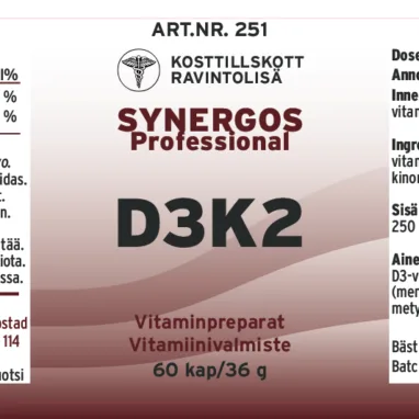 Innehåll, ingredienser och dosering för D3K2 10000 IE