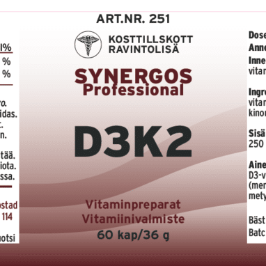 Innehåll, ingredienser och dosering för D3K2 10000 IE