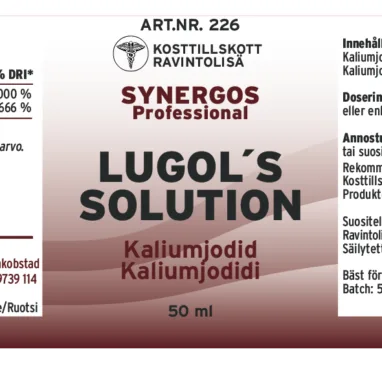 Innehåll, ingredienser och dosering för Lugols lösning
