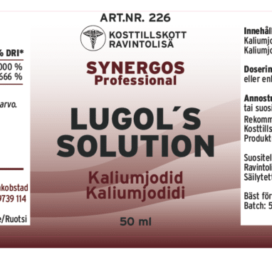 Innehåll, ingredienser och dosering för Lugols lösning