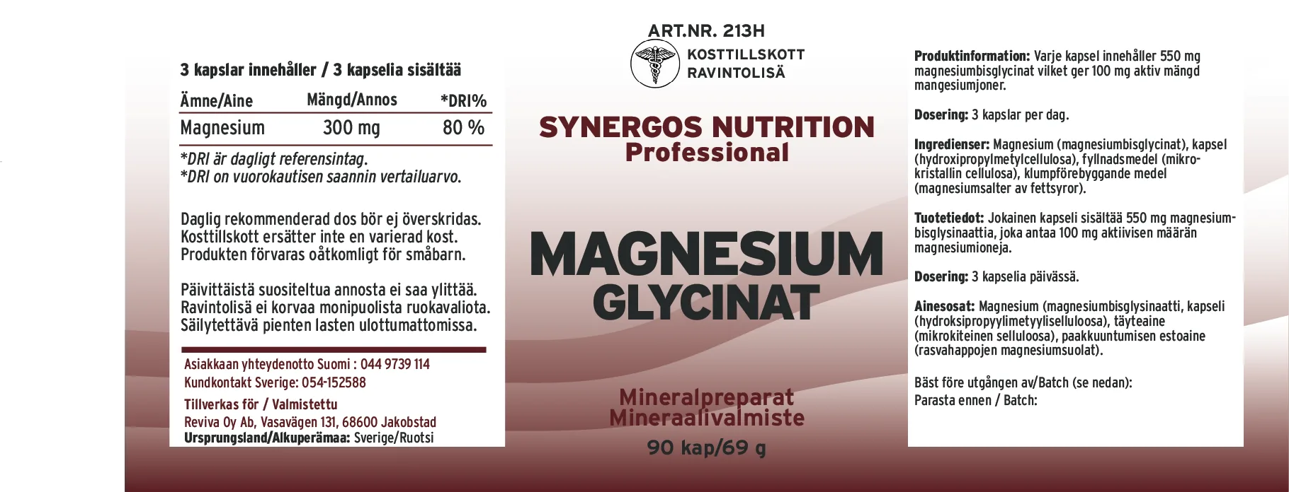 Innehåll, ingredienser och dosering för Magnesiumglycinat
