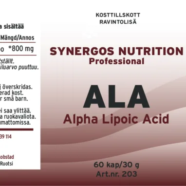 Innehåll, ingredienser och dosering för ALA