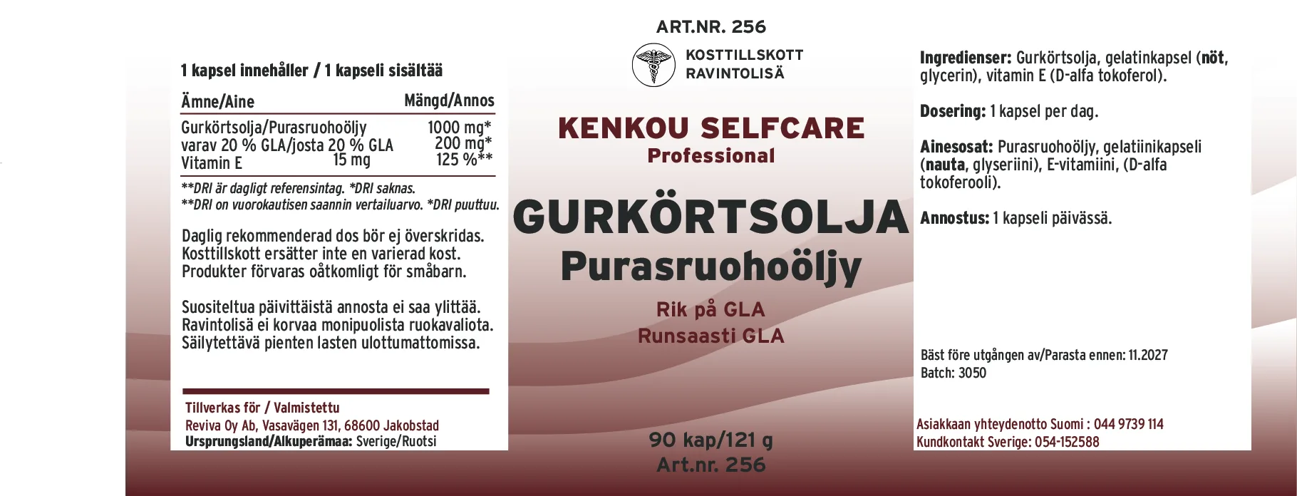 Innehåll, ingredienser och dosering för Gurkörtsolja