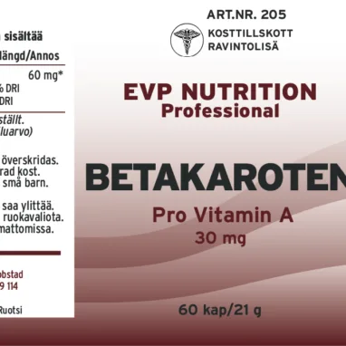 Innehåll, ingredienser och dosering för Betakaroten