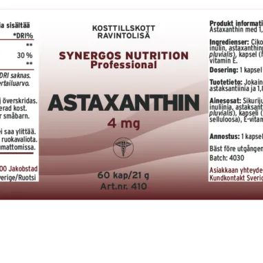 Innehåll, ingredienser och dosering för Astaxanthin