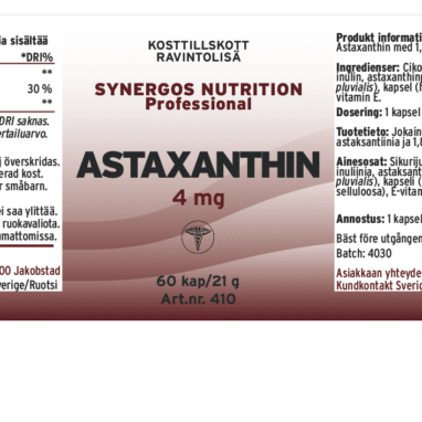 Innehåll, ingredienser och dosering för Astaxanthin