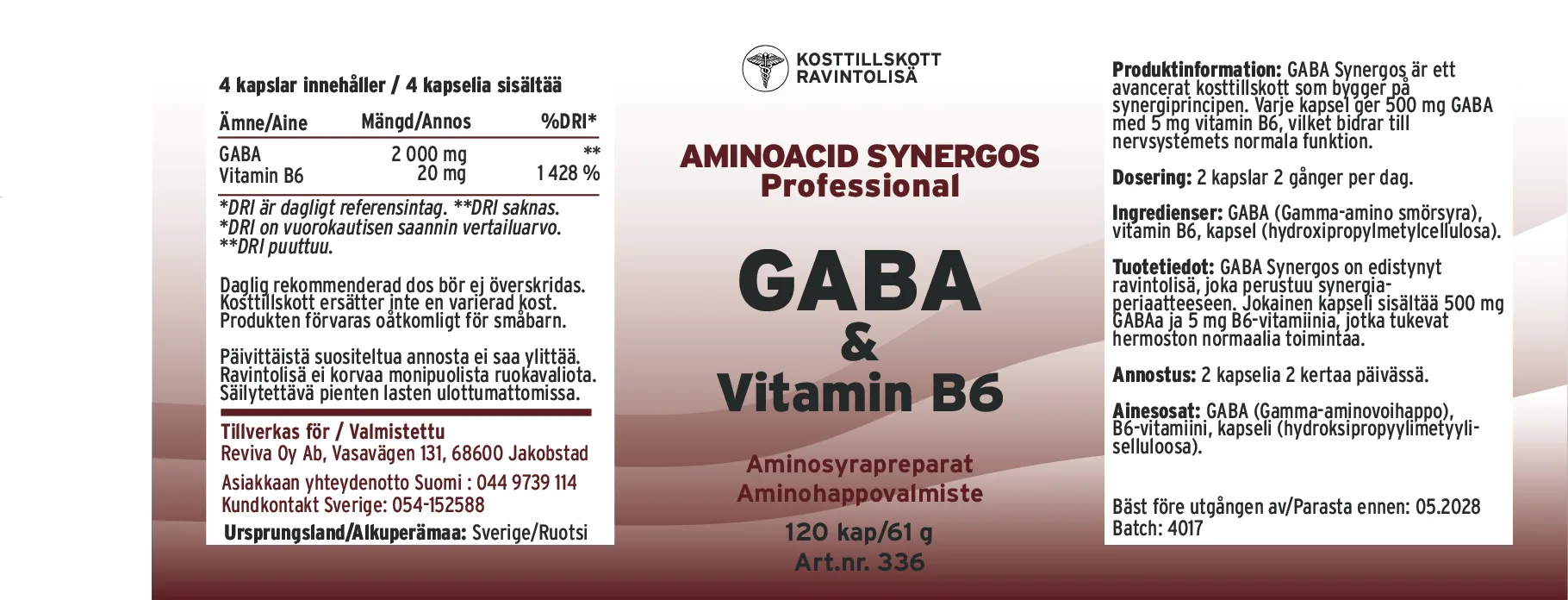 Innehåll, ingredienser och dosering för GABA med vitamin B6