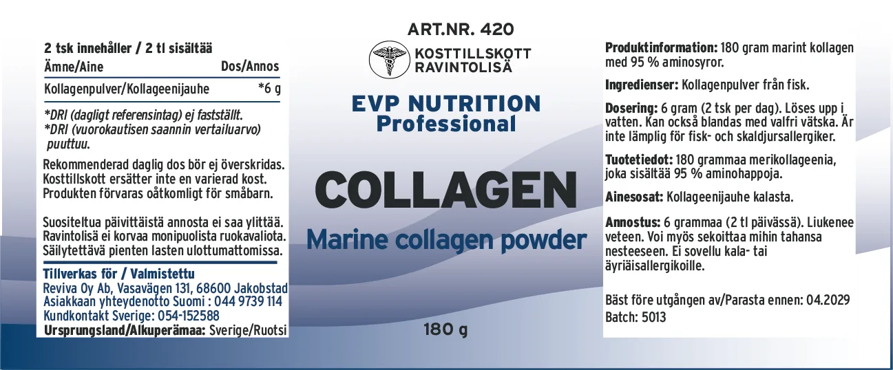Innehåll, ingredienser och dosering för Collagen