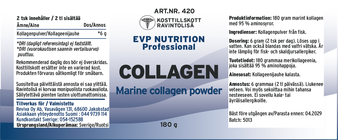 Innehåll, ingredienser och dosering för Collagen