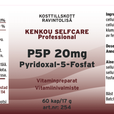 Innehåll, ingredienser och dosering för P5P 20 mg