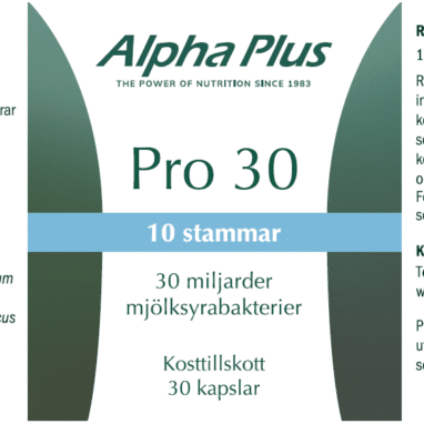 Innehåll, ingredienser och dosering för Pro 30