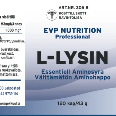 Innehåll, ingredienser och dosering för L-Lysin