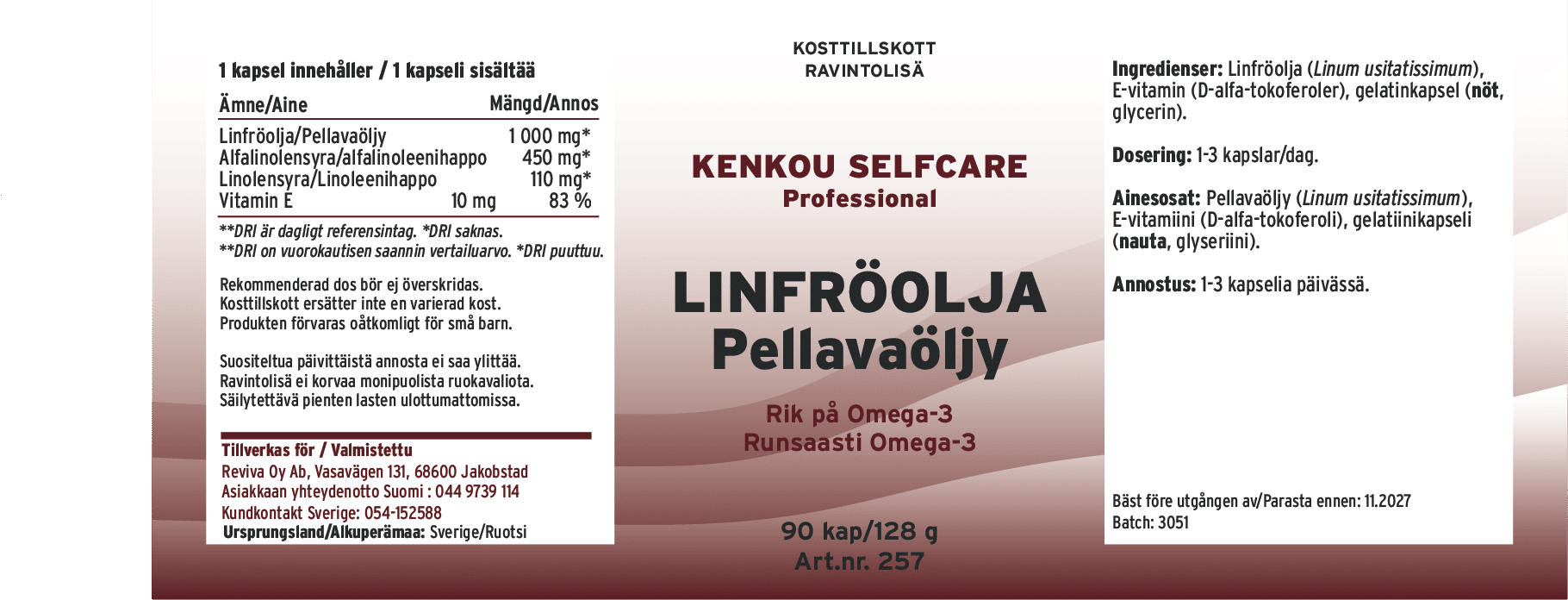 Innehåll, ingredienser och dosering för Linfröolja