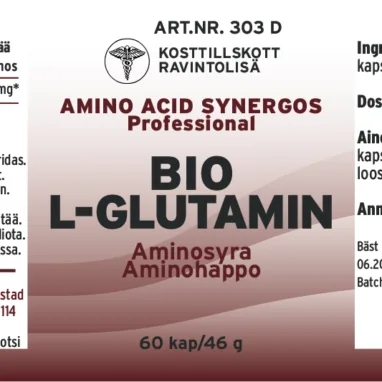 Innehåll, ingredienser och dosering för L-Glutamin kapslar